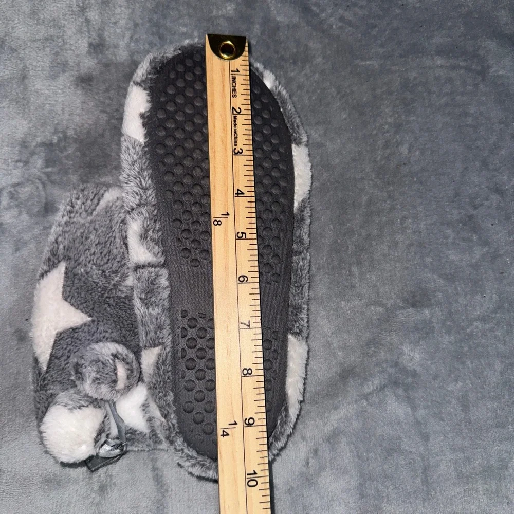 Jessica Simpson Girls Star Print Slipper Boots XL 4-5 Grey Faux Fur Trim